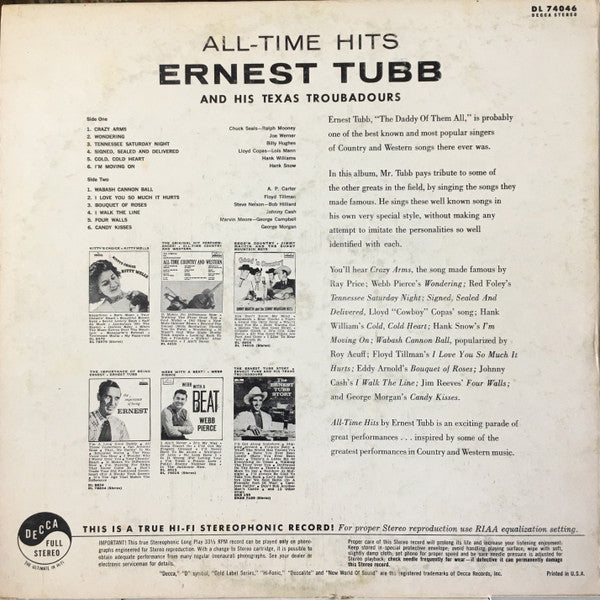 Ernest Tubb And His Texas Troubadours – All Time Hits, image 2