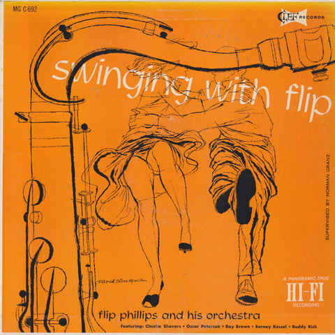 Front cover of Flip Phillips And His Orchestra – Swinging With Flip, Clef Records, US, 1956