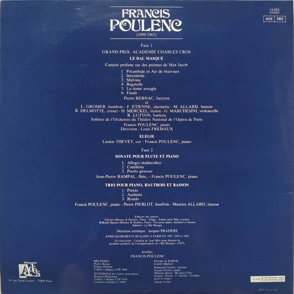 Francis Poulenc, Pierre Bernac, Jean-Pierre Rampal – Le Bal Masque, image 2