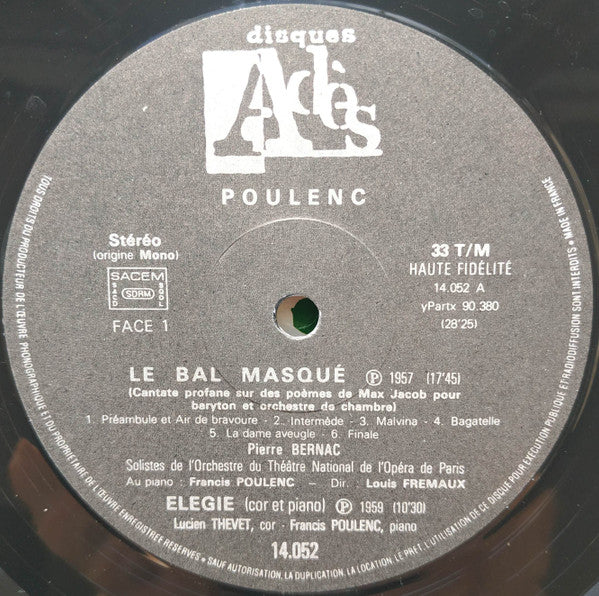 Francis Poulenc, Pierre Bernac, Jean-Pierre Rampal – Le Bal Masque, image 5