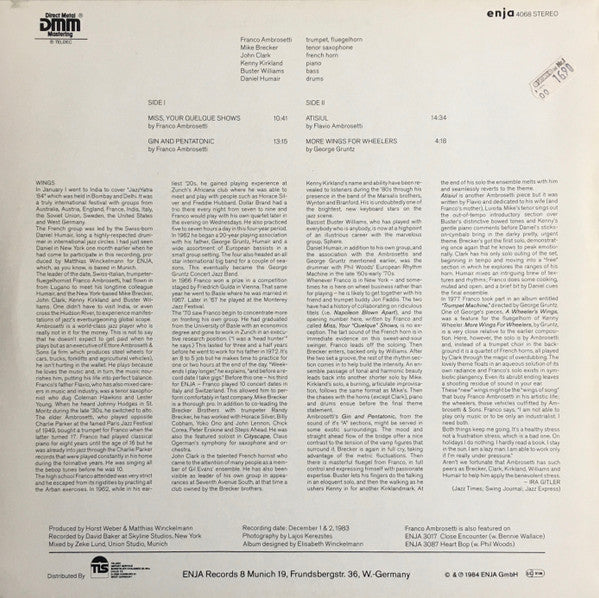 Franco Ambrosetti, Michael Brecker, John Clark, Kenny Kirkland, Buster Williams, Daniel Humair – Wings, image 2