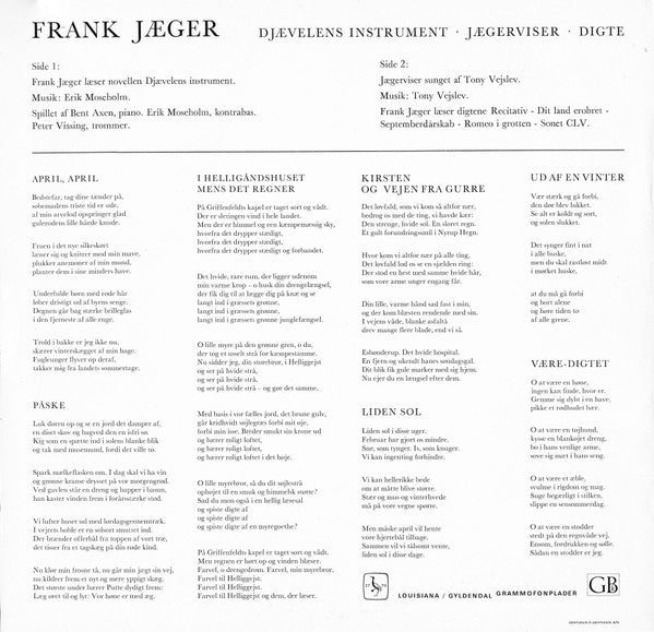 Frank Jæger – Djævelens Instrument - Jægerviser - Digte, image 2