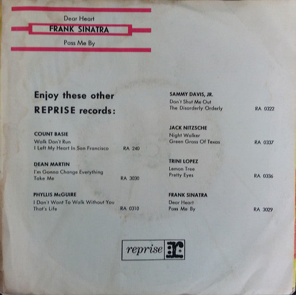 Frank Sinatra – Dear Heart / Pass Me By, image 2
