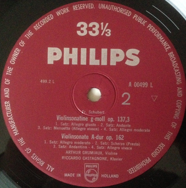 Franz Schubert, Arthur Grumiaux, Riccardo Castagnone – 3 Violinsonatinen Opus 137, image 3