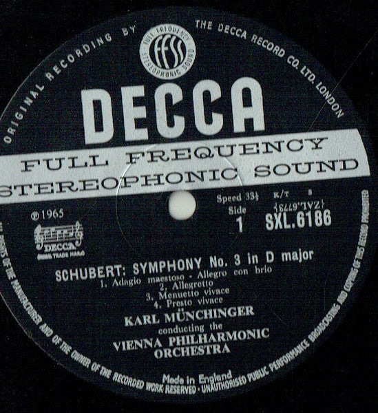 Schubert, Münchinger, Vienna Philharmonic Orchestra – Symphonies Nos. 3 & 6, image 2
