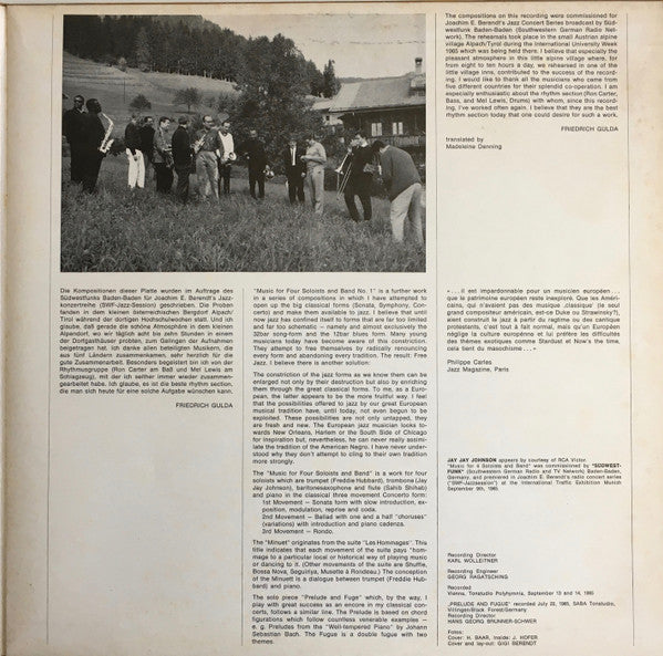 Friedrich Gulda - Jay Jay Johnson / Freddie Hubbard / Sahib Shihab – Music For 4 Soloists And Band No.1, image 3