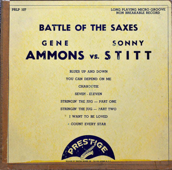 Front cover of Gene Ammons vs. Sonny Stitt – Battle Of The Saxes, Prestige, US, 1951