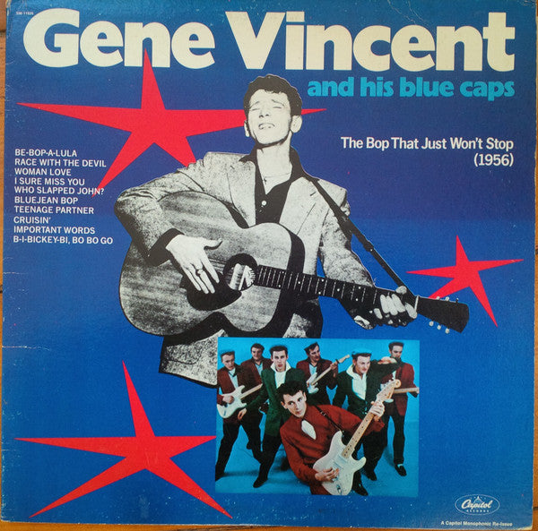 Front cover of Gene Vincent And His Blue Caps – The Bop That Just Won't Stop (1956), Capitol Records, US
