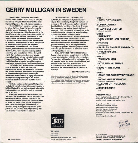 Gerry Mulligan – In Sweden, image 2