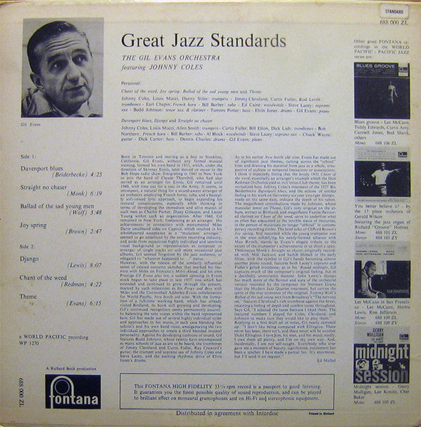 The Gil Evans Orchestra Featuring Johnny Coles – Great Jazz Standards, image 3