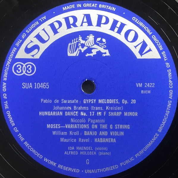 Tartini, Pugnani, Wieniawski, Sarasate, Brahms, Paganini, Ravel, Kroll - Ida Haendel – Famous Violin Compositions, image 4