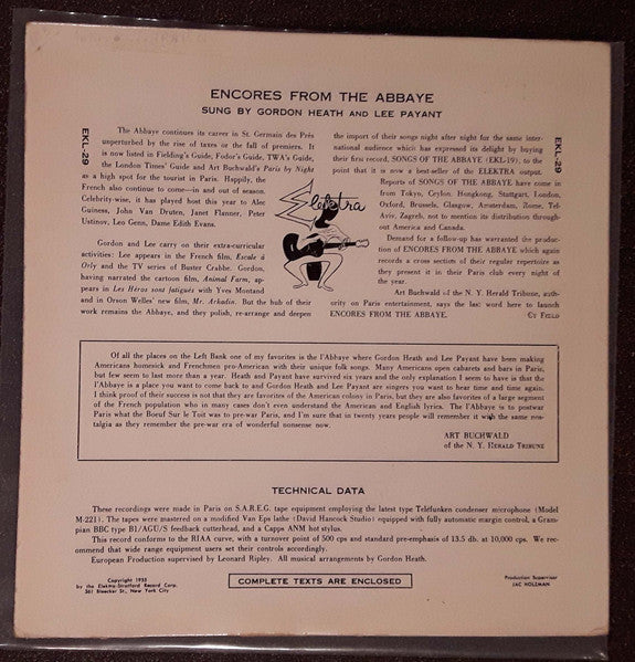 Gordon Heath And Lee Payant – Encores From The Abbaye, image 2