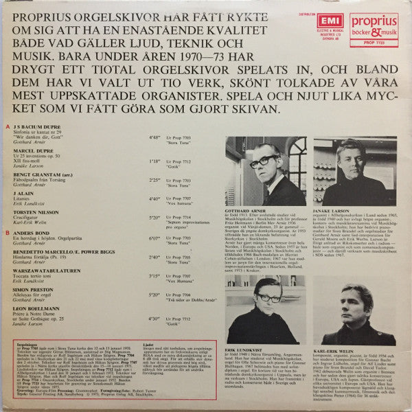Gotthard Arnér, Janåke Larson, Erik Lundkvist, Karl-Erik Welin – Den Bästa Orgel-Musiken Från Proprius, image 2