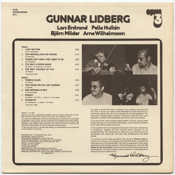Gunnar Lidberg, Lars Erstrand, Pelle Hultén, Björn Milder, Arne Wilhelmsson – Gunnar Lidberg, image 2