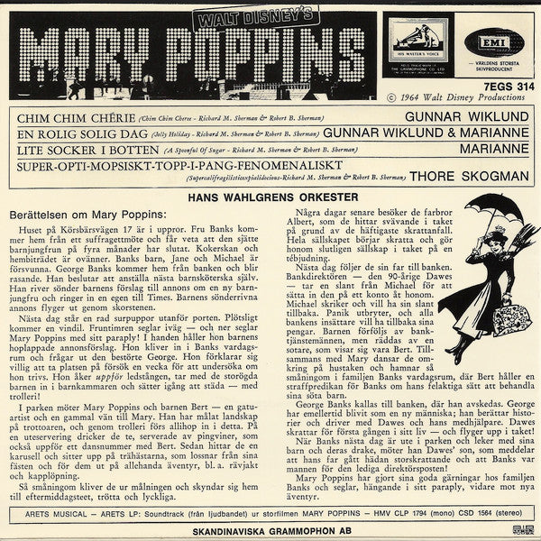 Gunnar Wiklund, Marianne, Thore Skogman, Hans Wahlgrens Orkester – Mary Poppins, image 2