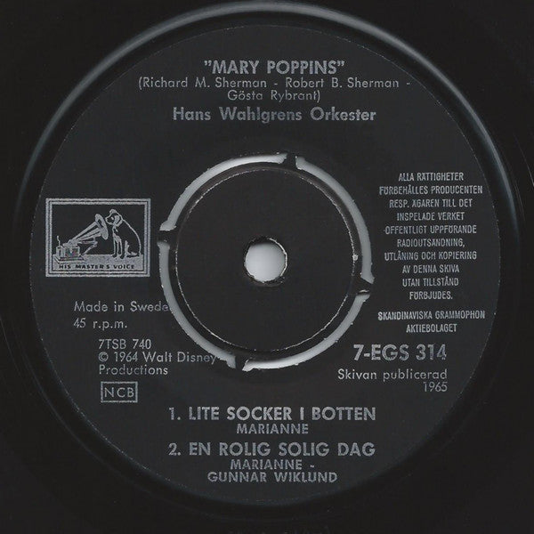 Gunnar Wiklund, Marianne, Thore Skogman, Hans Wahlgrens Orkester – Mary Poppins, image 4