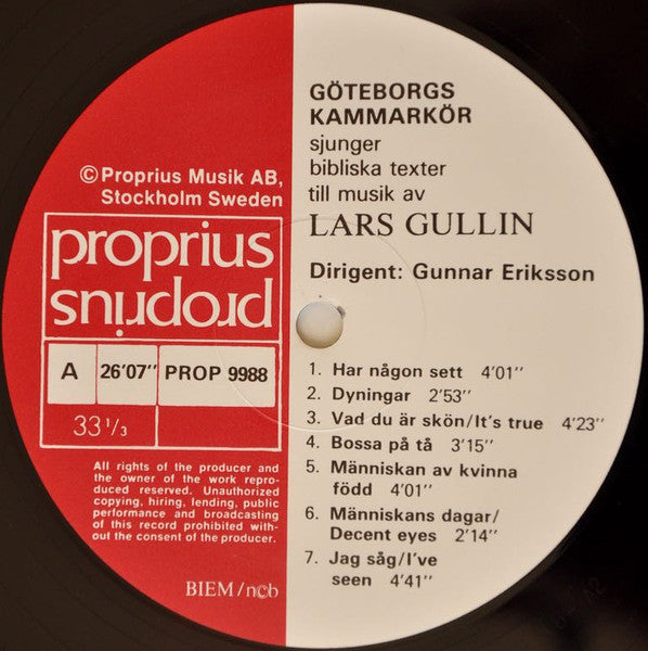 Göteborgs Kammarkör, Gunnar Eriksson – Lars Gullin, image 3