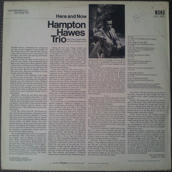Hampton Hawes Trio – Here And Now, image 3