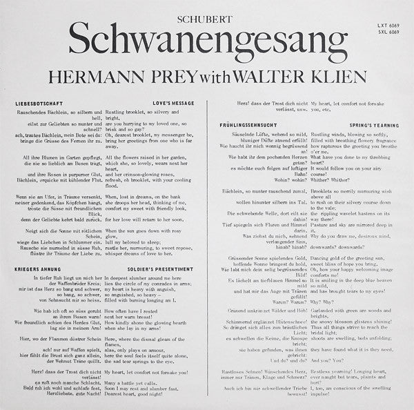 Hermann Prey, Walter Klien, Schubert – Schwanengesang, image 5