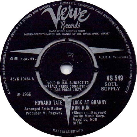 Front cover of Howard Tate – Look At Granny Run Run / Half A Man, Verve Records, UK, 1967