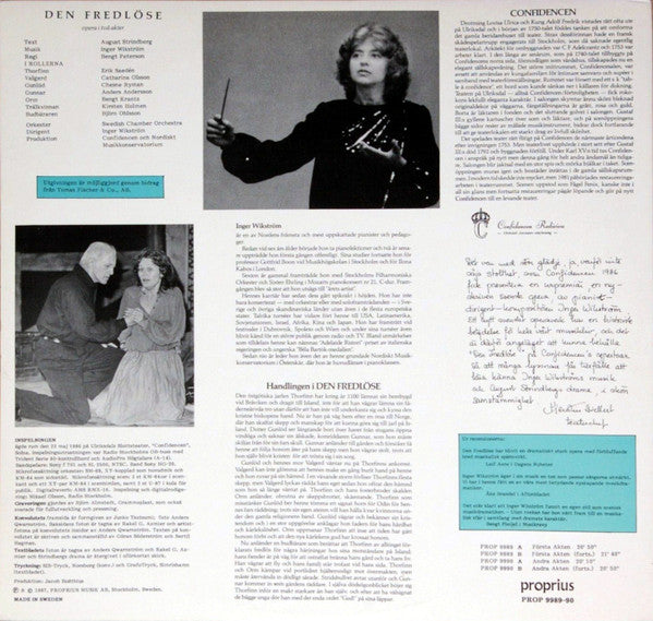 Inger Wikström, August Strindberg, Erik Saedén, Catharina Olsson, Chesne Ryman, Anders Andersson, Bengt Krantz, Kirsten Holmen, Björn Ohlsson – Den Fredlöse, image 2