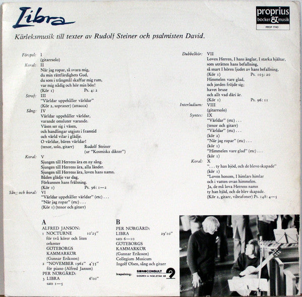 Ingolf Olsen, Göteborgs Kammarkör, Per Nørgård, Alfred Janson – Nocturne / November 1962 / Libra, image 2