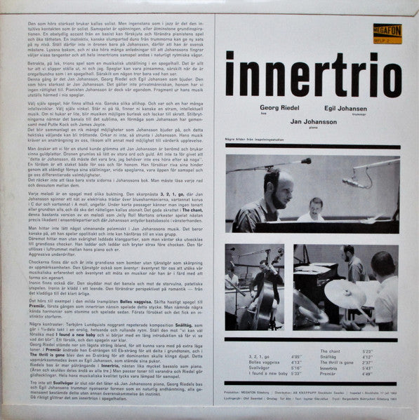 Jan Johansson Trio – Innertrio, image 2