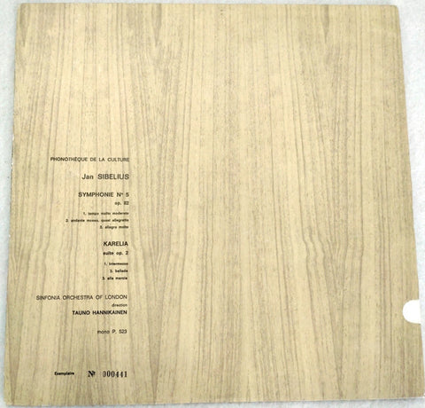 Front cover of Jan Sibelius – Symphonie N° 5, Op. 82 / Karelia Suite, Op. 2, Club National Du Disque, France