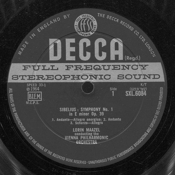 Sibelius - Maazel, Vienna Philharmonic Orchestra – Symphony No. 1 / Karelia Suite, image 3