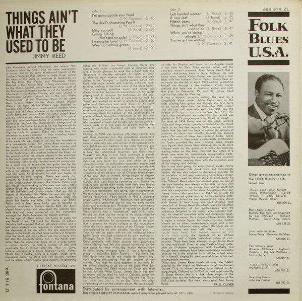 Jimmy Reed – Things Ain't What They Used To Be (Recorded "Live"), image 2