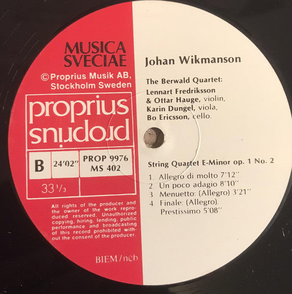 Johan Wikmanson – String Quartets Op.1 N°1-3 - Music For Clavier, image 4