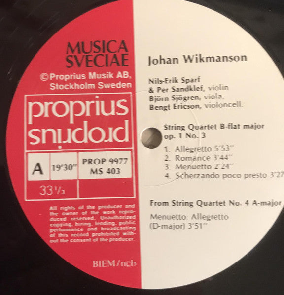 Johan Wikmanson – String Quartets Op.1 N°1-3 - Music For Clavier, image 5