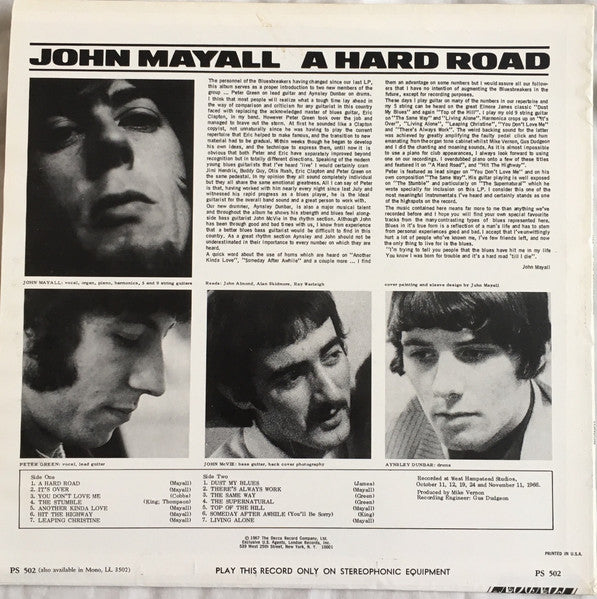 John Mayall And The Bluesbreakers – A Hard Road, image 2