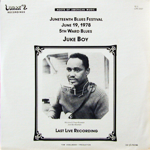 Front cover of Juke Boy – Last Live Recording, Lunar #2 Recordings, US, 1981