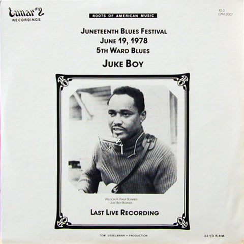 Front cover of Juke Boy – Last Live Recording, Lunar #2 Recordings, US, 1981