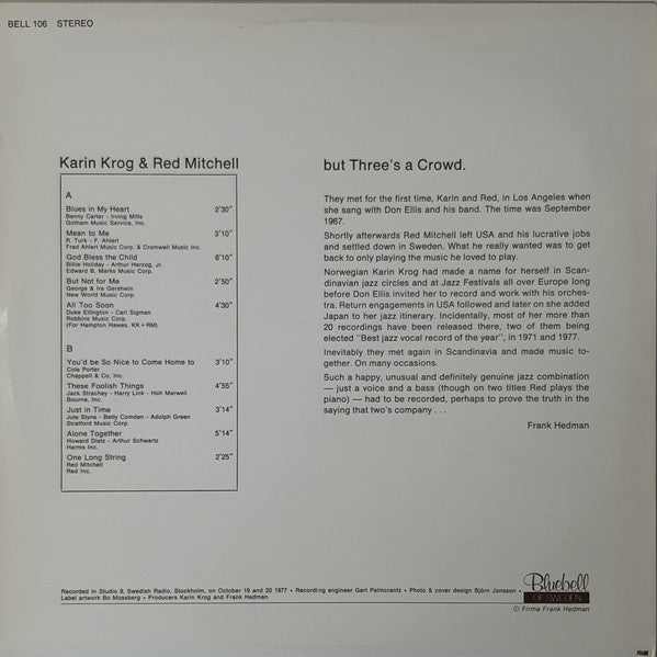 Karin Krog & Red Mitchell – But Three's A Crowd, image 2