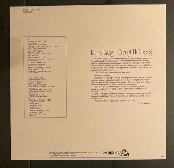 Karin Krog, Bengt Hallberg – A Song For You, image 3