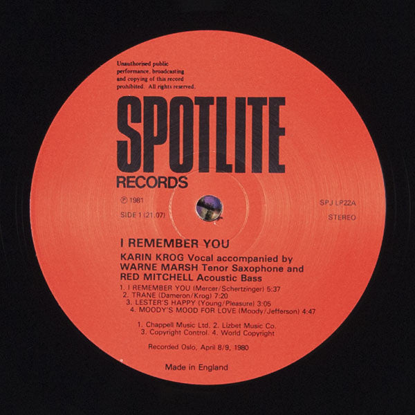 Karin Krog, Warne Marsh, Red Mitchell – I Remember You..., image 3