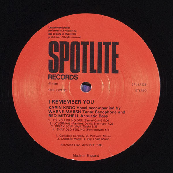 Karin Krog, Warne Marsh, Red Mitchell – I Remember You..., image 4