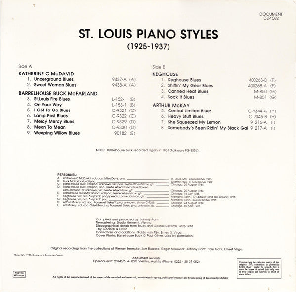 Katherine C.McDavid, Barrelhouse Buck McFarland, Keghouse, Arthur McKay – St. Louis Piano Styles (1925-1937) (Complete Recordings), image 2