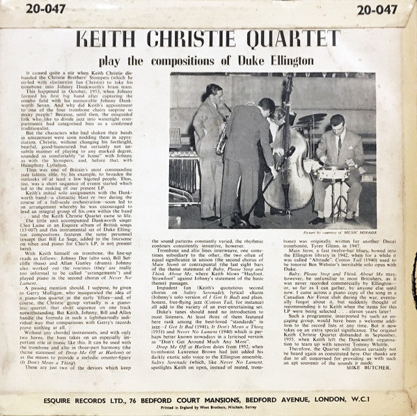 Keith Christie Quartet – Homage To The Duke, image 2