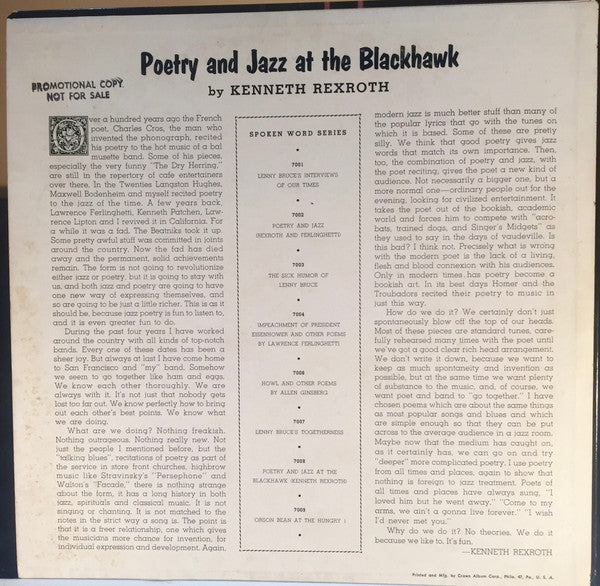 Kenneth Rexroth – Poetry And Jazz At The Blackhawk, image 2