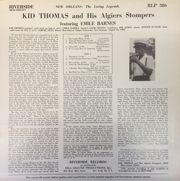 Kid Thomas And His Algiers Stompers Featuring Emile Barnes – Kid Thomas And His Algiers Stompers Featuring Emile Barnes, image 2