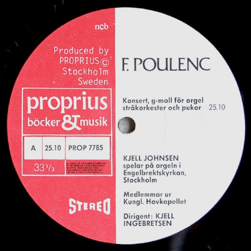 Kjell Johnsen - Poulenc / Alain – Concerto Pour Orgue / Suite Pour Orgue, image 3