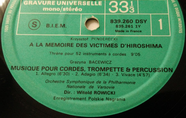 Penderecki / Bacewicz / Baird / Serocki – A La Mémoire Des Victimes D'Hiroshima, image 4