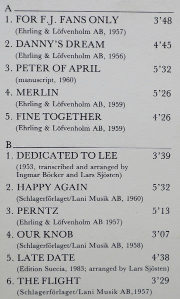 Lars Sjösten Octet Featuring Lee Konitz – Dedicated To Lee, image 5