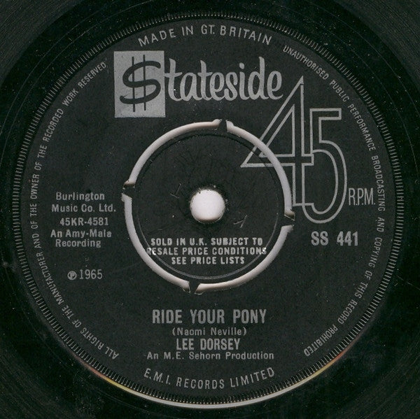 Front cover of Lee Dorsey – Ride Your Pony, Stateside, UK, 1965