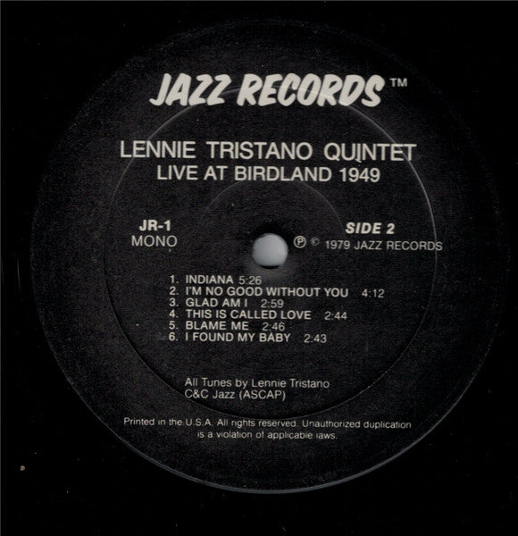 Lennie Tristano Quintet With Warne Marsh And Billy Bauer – Live At Birdland 1949, image 3