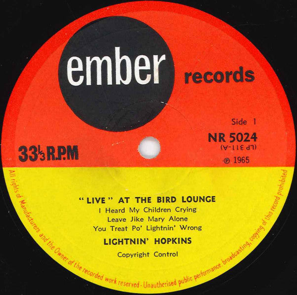 Lightnin' Hopkins – "Live" At The Bird Lounge, image 3