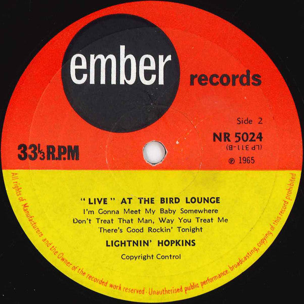 Lightnin' Hopkins – "Live" At The Bird Lounge, image 4